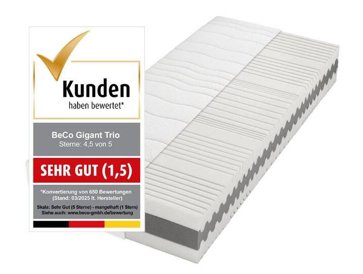 Beco Komfortschaummatratze Matratze Gigant Trio KS, Luxusmatratzenhöhe, in diversen Größen, 30 cm hoch, Boxspringfeeling durch Luxushöhe!, weiß Beco Komfortschaummatratze Matratze Gigant Trio KS, Luxusmatratzenhöhe, in diversen Größen, 30 cm hoch, Boxspringfeeling durch Luxushöhe!, weiß von Beco