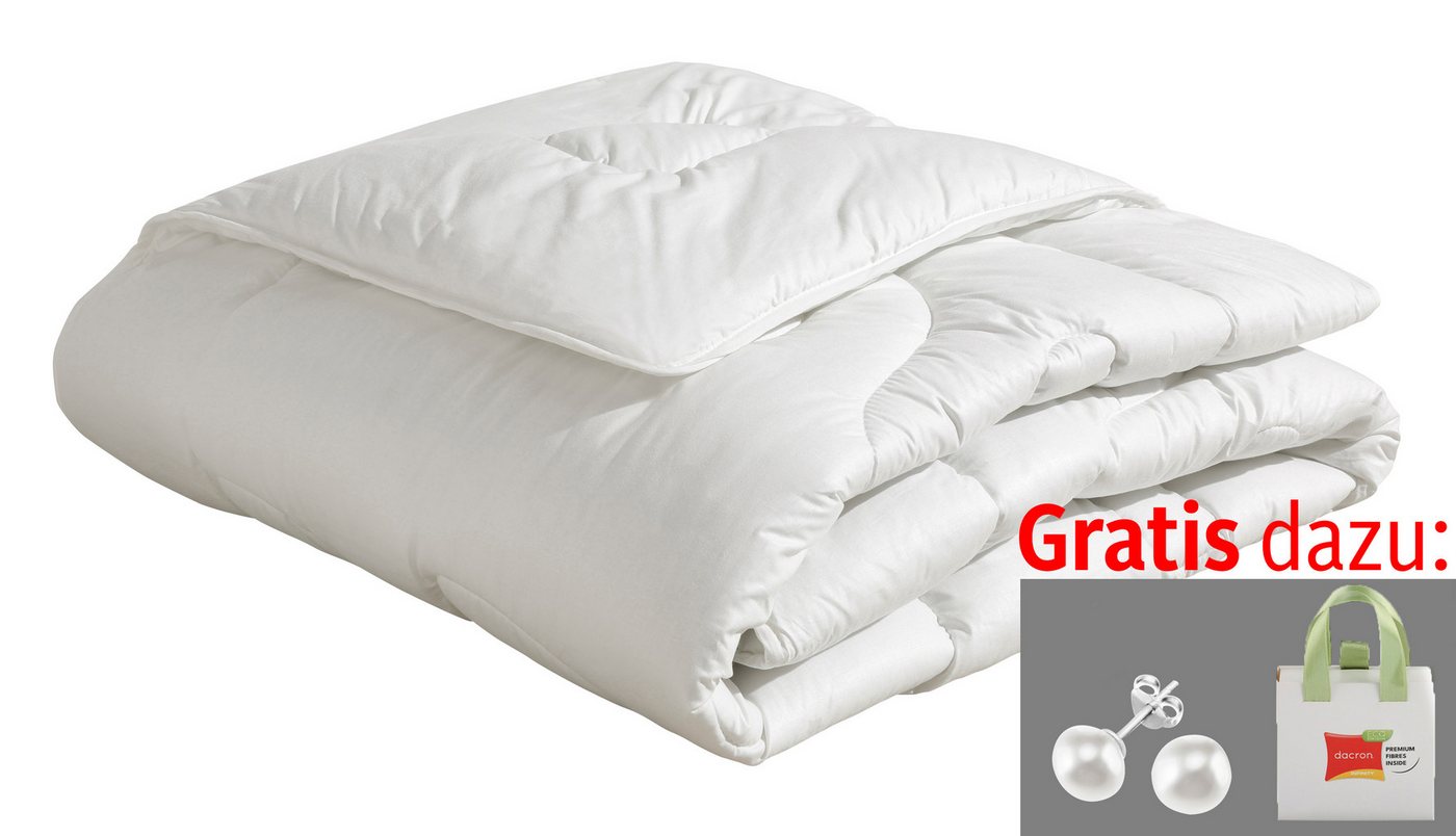 Beco Kunstfaserbettdecke Aerelle™ Blue Bettdecke mit Gratis-Perlenohrsteckern, Füllung: recycelte Polyesterfaser, Bezug: KbA-Bio-Baumwoll-Perkal, Jetzt zugreifen: Gratis-Aktion nur bis 31.12.2025! von Beco