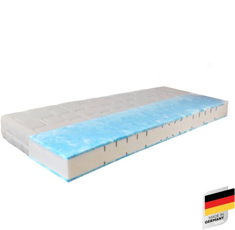Gelschaummatratze GUMO, 7 Zonen Matratze 90x200,140x200 und mehr, weiche & feste Seite, Beco, 20 cm hoch, druckentlastende Gelschaumauflage,atmungsaktiv, Partner-/Wendematratze von Beco