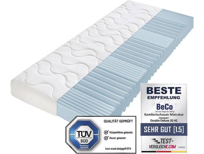 Komfortschaummatratze BECO Double Deluxe Matratze 20, Matratze in 90x200 cm und weiteren Größen , weiß, B:180cm H:20cm L:200cm, Bezug: 100% Polyester, Matratzen, Matratze vom TÜV Süd getestet*, über 2.000 5-Sterne-Bewertungen Komfortschaummatratze BECO Double Deluxe Matratze 20, Matratze in 90x200 cm und weiteren Größen , weiß, B:180cm H:20cm L:200cm, Bezug: 100% Polyester, Matratzen, Matratze vom TÜV Süd getestet*, über 2.000 5-Sterne-Bewertungen von Beco