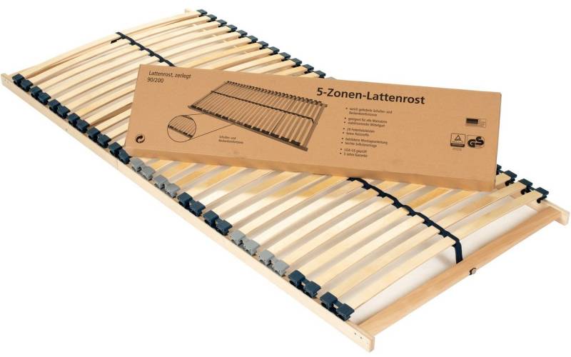 Lattenrost »SUPER FIX, 90 x 200 cm, Ganzholzrahmen,«, Beco, Kopfteil nicht verstellbar, Fußteil nicht verstellbar, 28 Federholzleisten, 5-Zonen, mit Mittelgurt von Beco