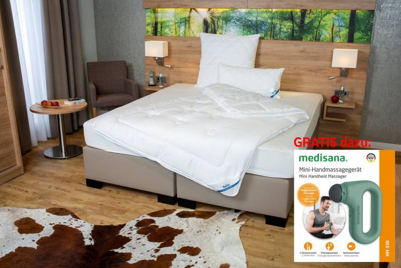 Beco Microfaserbettdecke Bettdecke Royal Soft Duo, Bettdecken mit Handmassagegerät GRATIS dazu!, Füllung: Polyester, Bezug: Microfaser, Bettdecke 135x200 cm, 155x220 cm, exzellente Klimaeigenschaften von Beco