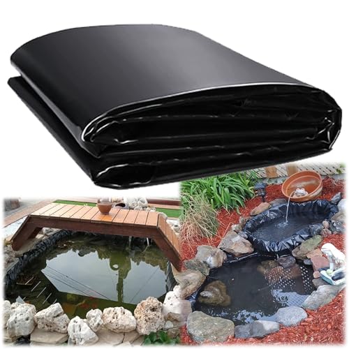 Becool fish Teichfolie 2x3 3x4 3x3 4x4 6x6.0m Schwimmteichfolie Schwarz Teichplane Reißfest HDPE Teichmembran für Kleine Teiche Fischteiche Brunnen Wassergarten Poolmembran von Becool fish