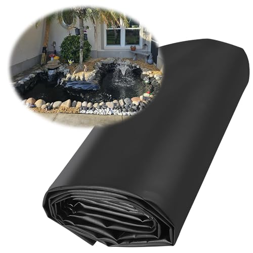 Becool fish Teichfolie Dichtungsfolie Flexible HDPE Gartenpoolmembran Für Fischteiche Brunnen Wassergarten Wasserfall Reißfest Baufolie Teichplane Teichmembran Schwarz 1x2 3x5 8x10 5x12.0m von Becool fish