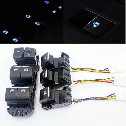Electric Window Regulator Beleuchteter LED-Power-Einzelfensterschalter, Hauptschalter und Einzelschalter verkauft/passend for Toyota RAV4 RAV 4 2019–2022, linke Hintergrundbeleuchtung Fensterheber Kno von Becwdvo