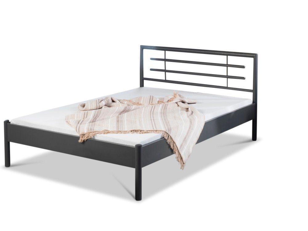 BedBox Metallbett Modell Lia mit klassischem Kopfteil, stabil und langlebig, pulverbeschichtetes Metall von BedBox