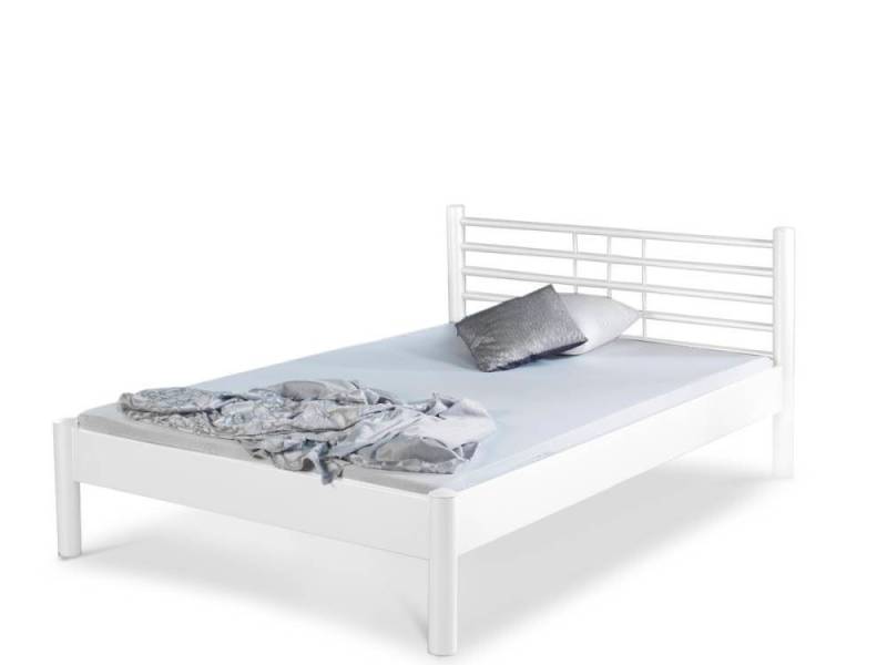 BedBox Metallbett modernes Metallbett Mia, klassisches Kopfteil, pulverbeschichtetes Metall von BedBox