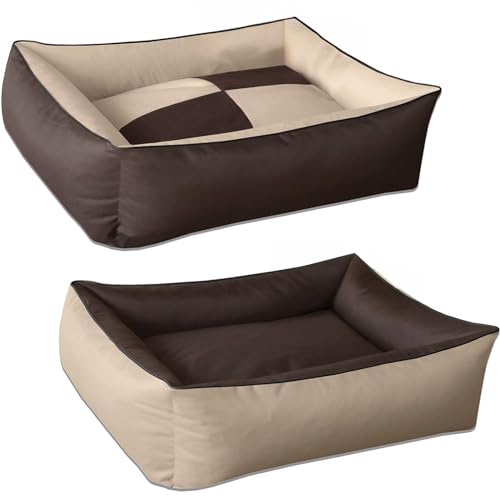 BedDog Hundebett 2in1 MAXQ, Hundekissen mit abziehbaren waschbaren Bezug, Hundekorb, Hundesofa, für große Hunde, XXXL, beige-braun von BedDog