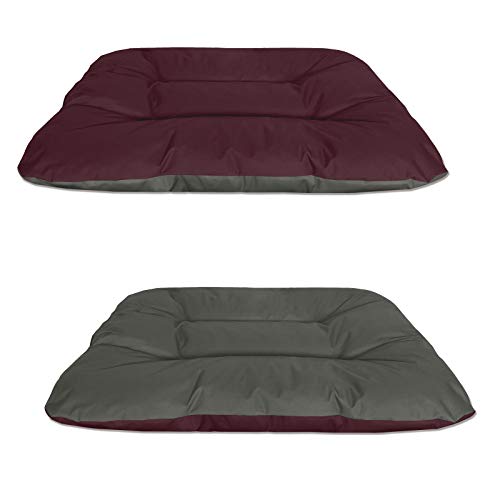 BedDog® 2in1 Hundebett REX, XXL, Bordeaux-grau, Wende-Hunde-Kissen oval-rund, großes Hundekörbchen, waschbares Hundebett, Hundesofa für drinnen, draußen von BedDog