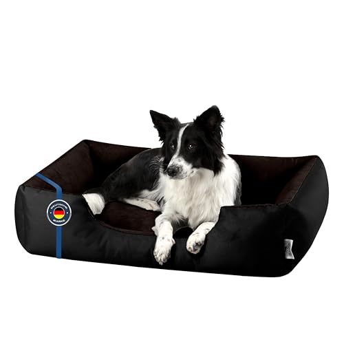 BedDog Hundebett LUPI, Hundekissen mit abziehbaren waschbaren Bezug, Hundekorb, Hundesofa, für mittel-große Hunde, L, schwarz-braun von BedDog