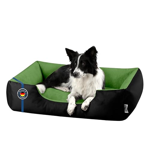 BedDog Hundebett LUPI, Hundekissen mit abziehbaren waschbaren Bezug, Hundekorb, Hundesofa, für mittel-große Hunde, L, schwarz-grün von BedDog