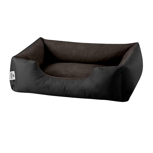 BedDog Hundebett LUPI, Hundekissen mit abziehbaren waschbaren Bezug, Hundekorb, Hundesofa, für kleine Hunde, M, schwarz-braun von BedDog