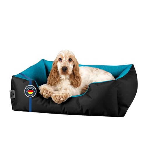 BedDog Hundebett LUPI, Hundekissen mit abziehbaren waschbaren Bezug, Hundekorb, Hundesofa, für kleine Hunde, M, schwarz-blau von BedDog