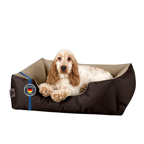 BedDog Hundebett LUPI, Hundekissen mit abziehbaren waschbaren Bezug, Hundekorb, Hundesofa, für kleine Hunde, M, braun-beige von BedDog