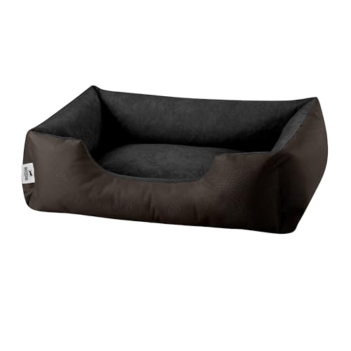 BedDog Hundebett LUPI, Hundekissen mit abziehbaren waschbaren Bezug, Hundekorb, Hundesofa, für kleine Hunde, M, braun-schwarz von BedDog