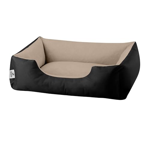 BedDog Hundebett LUPI, Hundekissen mit abziehbaren waschbaren Bezug, Hundekorb, Hundesofa, für kleine Hunde, M, schwarz-beige von BedDog