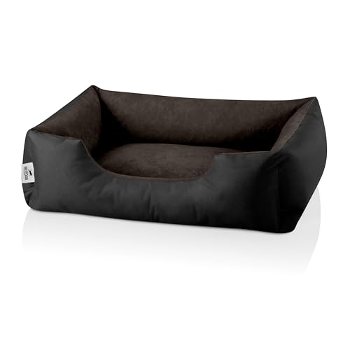 BedDog Hundebett LUPI, Hundekissen mit abziehbaren waschbaren Bezug, Hundekorb, Hundesofa, für kleine Hunde, S, schwarz-braun von BedDog