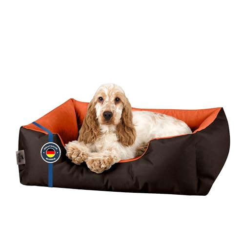 BedDog Hundebett LUPI, Hundekissen mit abziehbaren waschbaren Bezug, Hundekorb, Hundesofa, für kleine Hunde, S, braun-orange von BedDog