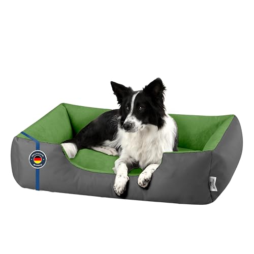 BedDog Hundebett LUPI, Hundekissen mit abziehbaren waschbaren Bezug, Hundekorb, Hundesofa, für mittel-große Hunde, XL, grau-grün von BedDog