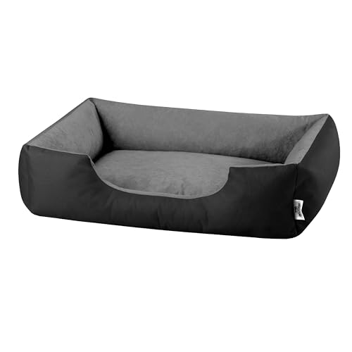 BedDog Hundebett LUPI, Hundekissen mit abziehbaren waschbaren Bezug, Hundekorb, Hundesofa, für mittel-große Hunde, XL, schwarz-grau von BedDog