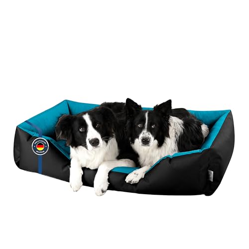 BedDog Hundebett LUPI, Hundekissen mit abziehbaren waschbaren Bezug, Hundekorb, Hundesofa, für große Hunde, XXL, schwarz-blau von BedDog