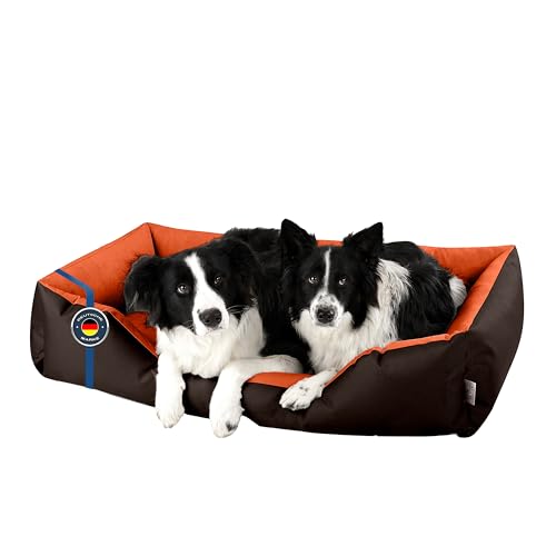 BedDog Hundebett LUPI, Hundekissen mit abziehbaren waschbaren Bezug, Hundekorb, Hundesofa, für große Hunde, XXL, braun-orange von BedDog