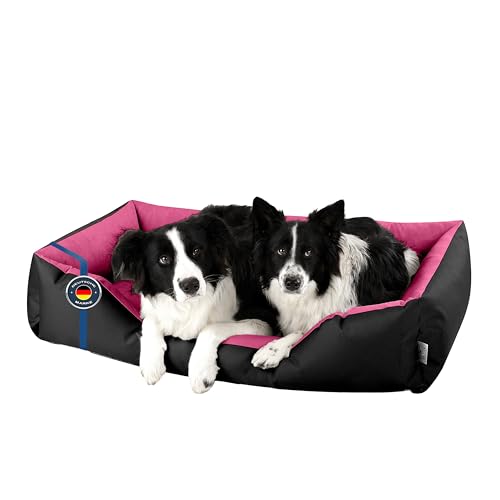 BedDog Hundebett LUPI, Hundekissen mit abziehbaren waschbaren Bezug, Hundekorb, Hundesofa, für große Hunde, XXXL, schwarz-pink von BedDog