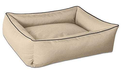 BedDog Hundebett MAX, Hundekissen mit abziehbaren waschbaren Bezug, Hundekorb, Hundesofa, für mitel-große Hunde, XL, beige von BedDog