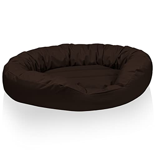 BedDog® Hundebett Sunny, großes Hundekörbchen aus Cordura, waschbares Hundebett mit Rand, Hundekissen oval-rund, für drinnen und draußen, XXL, Chocolate, braun von BedDog