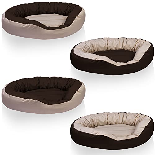 BedDog® Hundebett Sunny 4in1, großes Hundekörbchen aus Cordura, waschbares Hundebett mit Rand, Hundekissen oval-rund, für drinnen und draußen, XL, Melange, beige-braun von BedDog