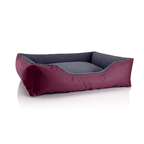 BedDog Hundebett Teddy flauschig, Hundekissen mit abziehbaren waschbaren Bezug, Hundekorb, Hundesofa, für mittel-große Hunde, XL, Bordeaux-grau von BedDog