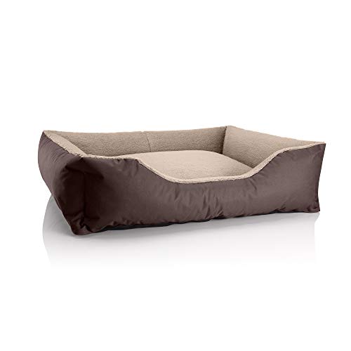 BedDog Hundebett Teddy flauschig, Hundekissen mit abziehbaren waschbaren Bezug, Hundekorb, Hundesofa, für mittel-große Hunde, XL, braun-beige von BedDog