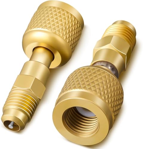 R32 R454B Messing-Adapter – 1/4 Zoll SAE-Schnellkupplung auf Außengewinde für R-454B/R-32 Tanks, HVAC Mini-Split mit Fingerhut (2 Stück) von BedEuu