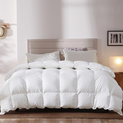 BedFabtasy Ganzjahresbettdecke mit 90% Daunen und 10% Federn - 4 Jahreszeiten Plüsch Bettbezug mit Ecklaschen und 3D-Baffle-Boxen - Mittelwarme Bettdecke für das ganze Jahr - 240x220cm von BedFabtasy