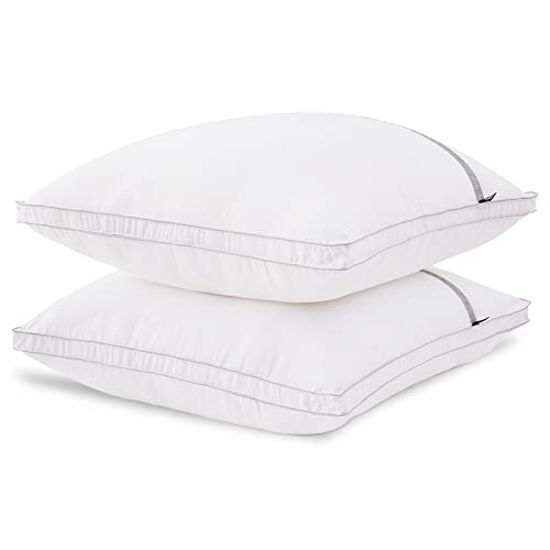 BedStory Kopfkissen 80x80, 2er Set Waschbare Kissen aus 1500g Mikrofaser, Hotel Qualität Kopfkissen mit Flanellstreifenbesatz, Geeignet für Seitenschläfer, Rückenschläfer und Bauchschläfer, Weiß von BedStory