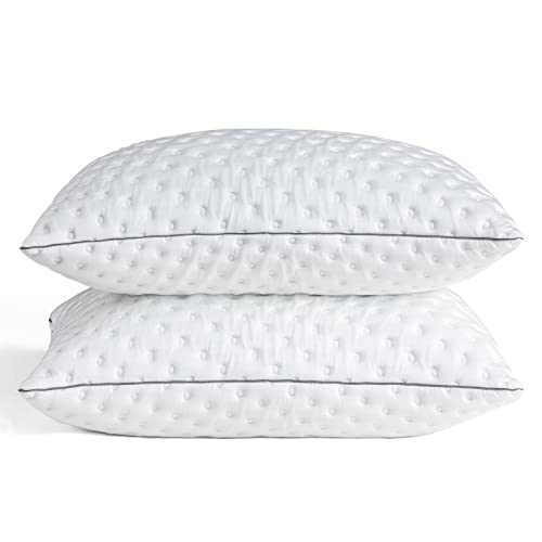 BedStory Geschredderte Memory Foam Kissen, 2er Set Höhenverstellbares Kopfkissen für Rücken-, Bauch- und Seitenschläfer, Bettkissen für Nackenschmerzen, Luxus Hotel Kühlgelschaumkissen – 50 x 75 cm von BedStory