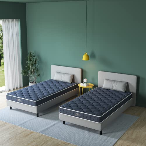 BedStory Matratze für Einzelbett, hochdichter Schaumstoff, Bonnell-Federkernmatratze, Frühling, grau, 90x190x14cm von BedStory