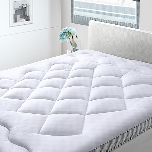 BedStory Matratzenauflage, 6,3 cm, flauschig, gesteppt, hypoallergen, extra weiche Mikrofaser, Hotelqualität, Matratzenauflage mit 4-seitigen, tiefen elastischen Eckgurten, 150 x 200 cm von BedStory