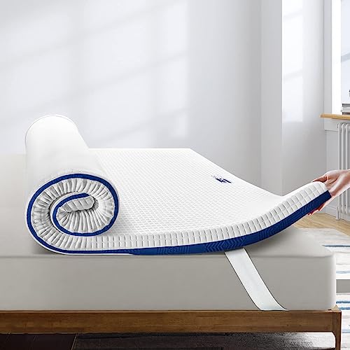 Bedstory Topper 140 x 190 cm, Höhe 10 cm, französische Matratzenauflage aus Memory-Schaum mit Gel, Matratzenauflage mit 4 elastischen Ecken, abnehmbar und waschbar Bedstory Topper 140 x 190 cm, Höhe 10 cm, französische Matratzenauflage aus Memory-Schaum mit Gel, Matratzenauflage mit 4 elastischen Ecken, abnehmbar und waschbar von BedStory
