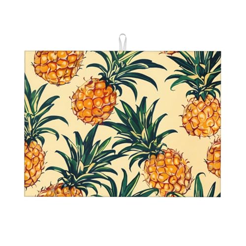 Ananas-Abtropfmatte, 46 x 61 cm, für Küchentheke, Muttertag, saugfähig, schnell trocknend, Abtropfmatte, großes Küchenzubehör von Bedbliss