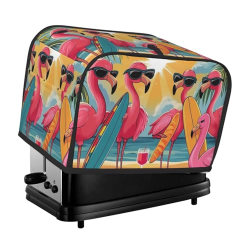 Bedbliss Toaster-Abdeckung, Sommerflamingo-Aufdruck, 2 Scheiben, Fingerabdruck-Brotbackmaschinen-Schutz, Küchen-Staubschutz für kleine Geräte Bedbliss Toaster-Abdeckung, Sommerflamingo-Aufdruck, 2 Scheiben, Fingerabdruck-Brotbackmaschinen-Schutz, Küchen-Staubschutz für kleine Geräte von Bedbliss