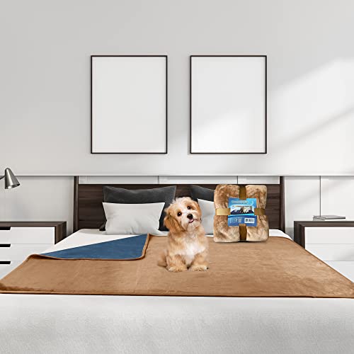 Bedding Aid wasserdichte Wendedecke 203x229cm, Auslaufsichere Schutzdecke zum Schutz von Bettmatratze, Sofa, Couch vor Flecken von Erwachsenen, Babys, Hunden, Haustieren Beige/Graublau von Bedding Aid