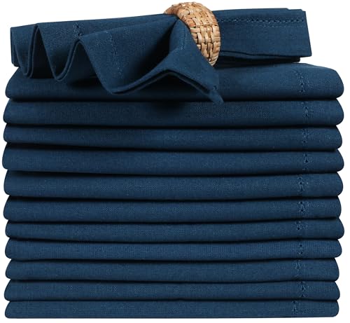 Bedding Ceaft Stoffservietten – Set mit 12 Stück, Pfauengrün, Baumwolle, Dinnerservietten, wiederverwendbare Metroecken- und Hohlsaum-Tischservietten, hochwertiger Stoff von Bedding Craft