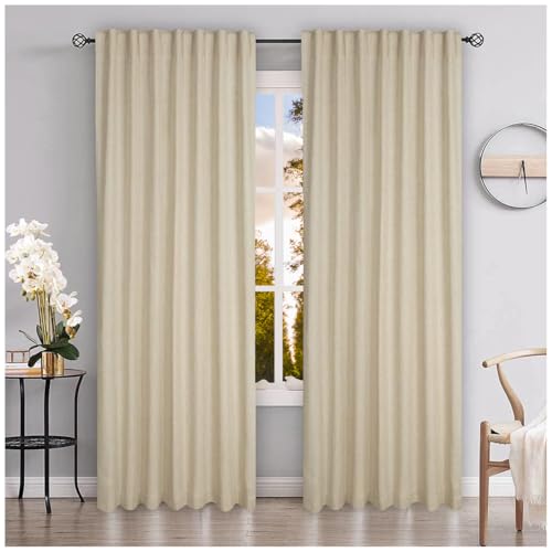 Bedding Craft Farmhouse Leinen Flachsvorhang Leinenvorhänge 2 Paneele Vorhang Schlaufenschal Vorhänge Raumverdunkelung für Schlafzimmer Wohnzimmer Natur 2er Set, 50x63'' (Set of 2) von Bedding Craft
