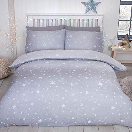 Bedding Heaven Rapport Reversible-Duvet-Cover Double-Grey Bettwäsche-Set, Motiv Starburst, grau, Bettbezug Doppelbett von Bedding Heaven