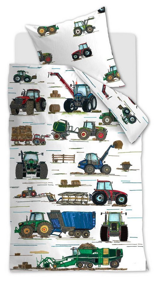 Bettwäsche Tractors_Multi_DE_UV_135x200 1 Bettbezug, 1 Kissenbezug 135 x 200 cm +, Beddinghouse x Hanneke de Jager, 2 teilig, Bettbezug Kopfkissenbezug Set kuschelig weich hochwertig von Beddinghouse x Hanneke de Jager