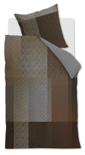 Beddinghouse Harris bettwäsche-Set 2 TLG. - 135x200 - Braun - Baumwolle - mit Reißverschluss von Beddinghouse