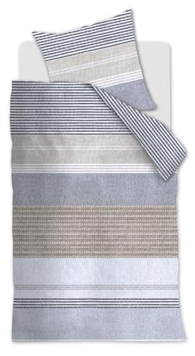 Beddinghouse Stitches bettwäsche-Set 2 TLG. - 155x220 - Grau - Flanell - mit Reißverschluss von Beddinghouse