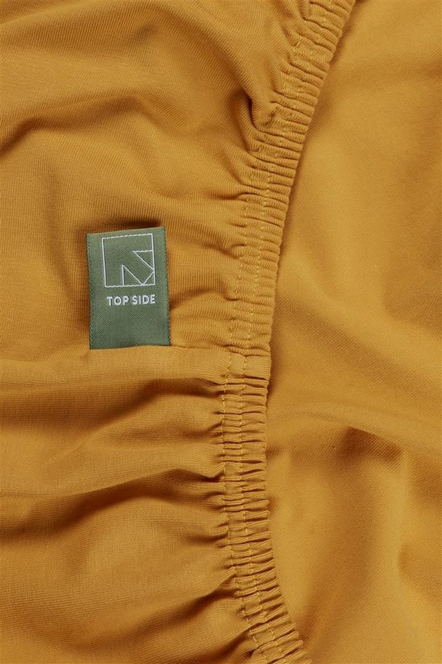 Beddinghouse Spannbettlaken Organic Lycra TDS_Ochre_UV_UV_140/160x200/220 1 Splittopper-Spannbettl, Baumwolle, Gummizug: rundum Gummi, (1 Stück), Spannbettlaken Spannbetttuch mit Rundumgummi von Beddinghouse