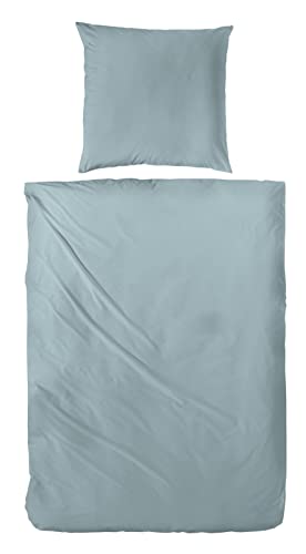 Beddress - Luxus-Satin-Bettwäsche, Uni Graugrün, 155x220 + 80x80 cm, 100% Baumwolle, OekoTex von Beddress